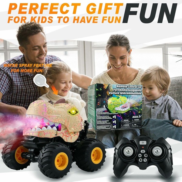 Buy Remote Control Dino Monster Truck with Spray, Light and Music, RC ...