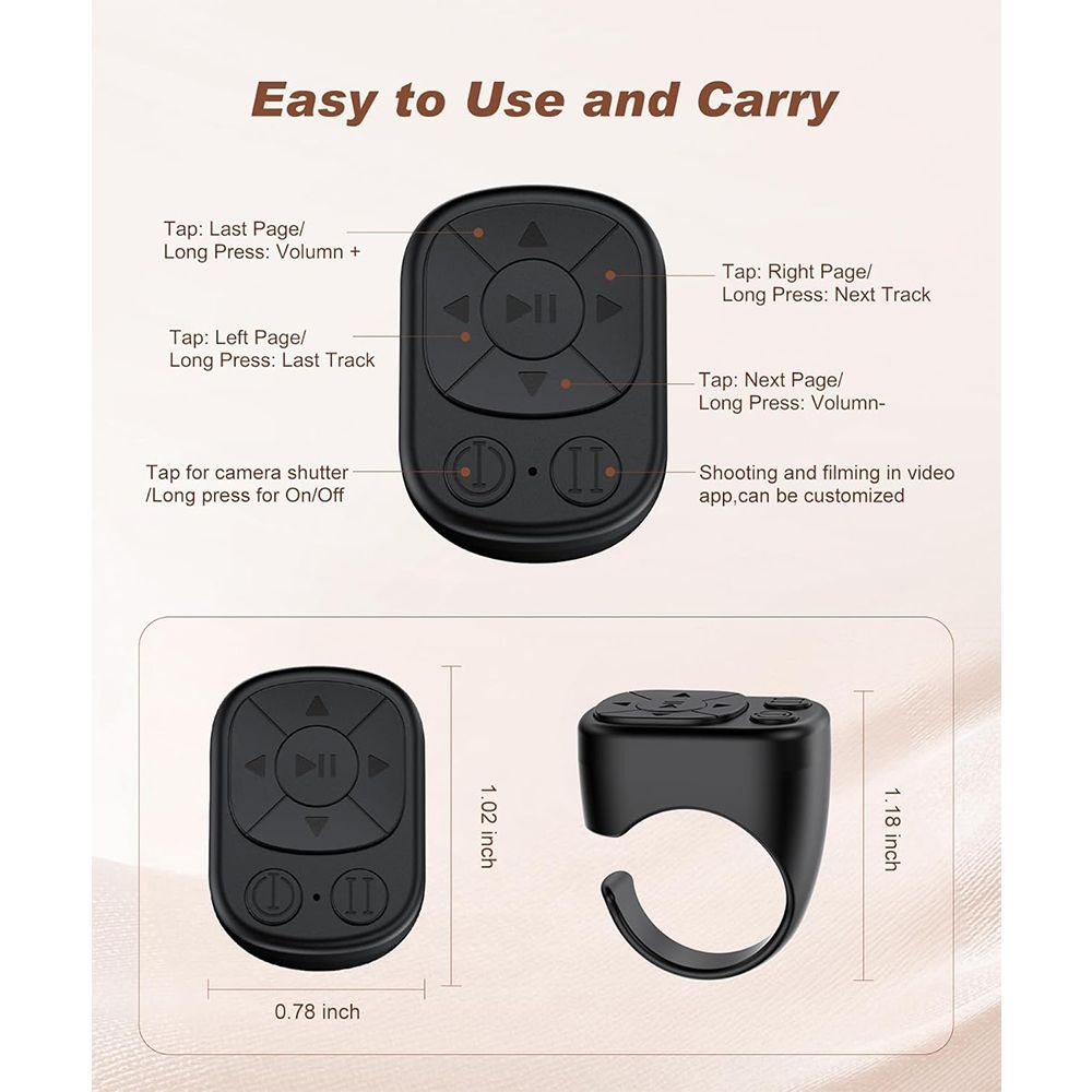 Clicker Bluetooth 5.3 Per Cellulare Page Turner - Per Scorrere Pagine E Video, Selfie E Controllo Remoto A 10 M Telecomando Bluetooth Clicker Bluetooth 5.3 Per Cellulare Page Turner - Per Scorrere Pagine E Video, Selfie E Controllo Remoto A 10 M Telecomando Bluetooth