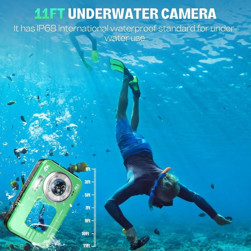 128GB Supported Waterproof Camera Waterproof Digital Camera 2.7K 48MP ...
