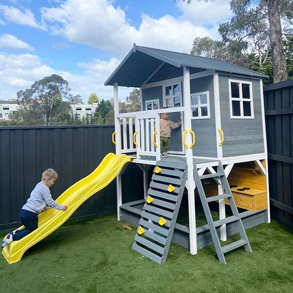 Buy Kidzshack Caboodle Kids Cubby House w/Mud Kitchen/mon key Bar
