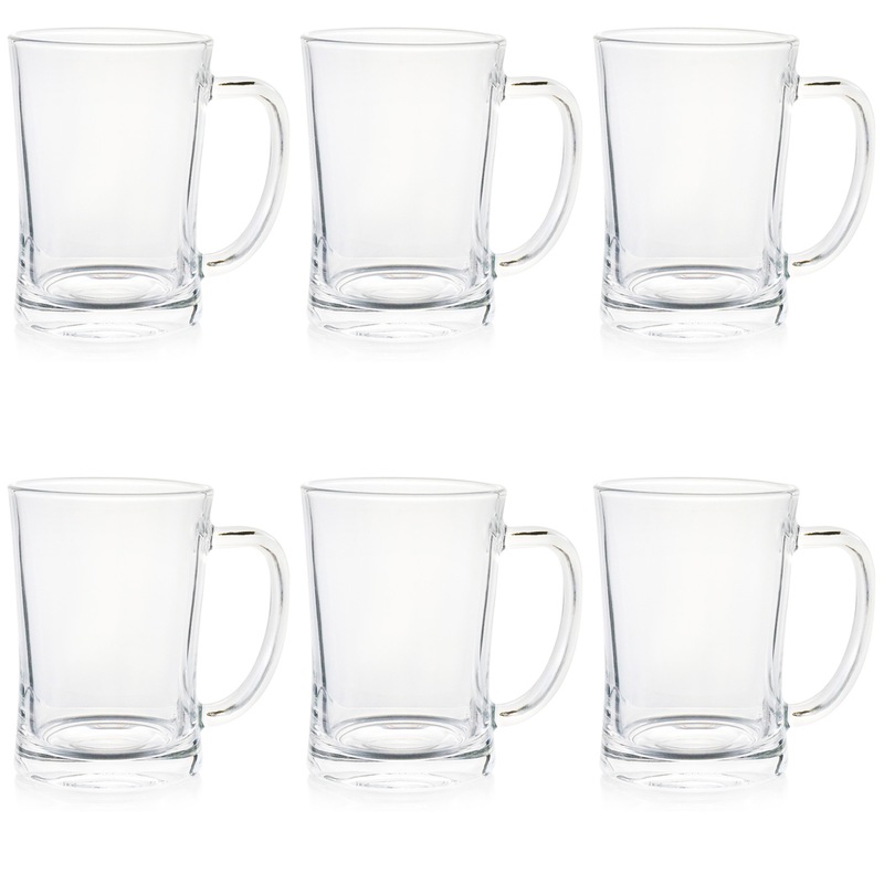 Buy 6Pcs Extra Large Glass Beer Mugs Heavy Duty Thick Clear Beer Glass
