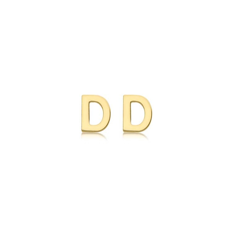 Buy 9K Yellow Gold Mini Initial 'D' Stud Earrings MyDeal