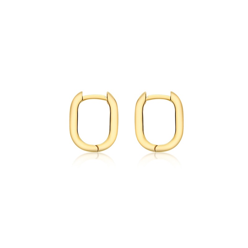 Buy 9K Yellow Gold Small Rectangle Creole Earrings 13.5mm MyDeal