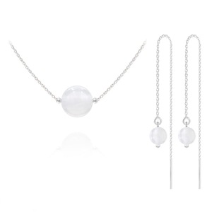 Round Beads Silver Pendant Necklace Jewelry Set