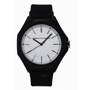 Armani Exchange Silicone Strap White Dial Quartz Mineral Glass AX4600 Mens Watch