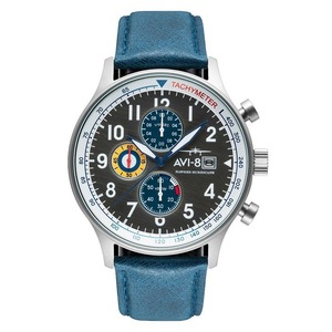 AVI-8 Hawker Hurricane Classic Chronograph Pennant Blue Leather AV-4011-0F Watch