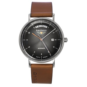Bauhaus Classic Leather Strap Anthracite Dial Automatic 21622 50M Mens Watch