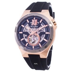Bulova Classic Black Skeleton Dial Power Reserve 98A177 Automatic Mens Watch