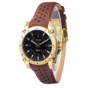 Bulova Icon Precisionist Leather Strap Black Dial Quartz 97B216 100M Mens Watch