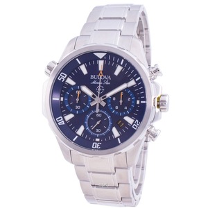 Bulova Marine Star Chronograph Blue Dial Stainless Steel 96B256 100M Mens Watch