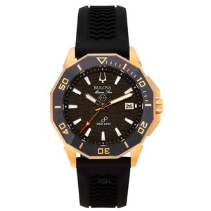 Bulova Marine Star Precisionist Quartz Silicone Brown Dial 98B421 Mens Watch