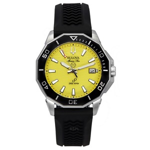 Bulova Marine Star Precisionist Quartz Silicone Strap Yellow 96B431 Mens Watch