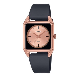 Casio Analog Black Resin Strap Rose Gold Dial Quartz MTP-B170-5EV 50M Mens Watch