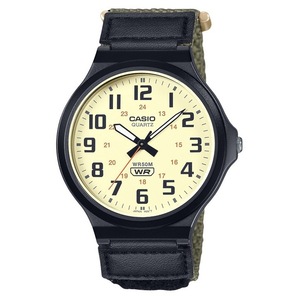 Casio Analog Cloth Strap Black Dial Quartz 12/24 MW-240B-3BV 50M Mens Watch