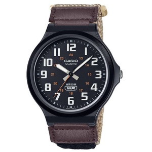 Casio Analog Cloth Strap Black Dial Quartz 12/24 MW-240B-5BV 50M Mens Watch