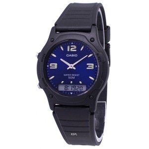 Casio Analog-Digital Alarm Dual Time Quartz Stopwatch AW-49HE-2AVDF Mens Watch