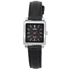 Casio Analog Genuine Leather Strap Black Dial Quartz LTP-E176L-1A Ladies Watch