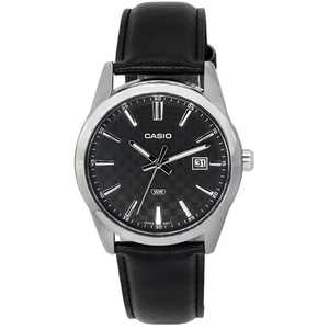 Casio Analog Leather Strap Black Dial Japan Mov't Quartz MTP-VD03L-1A Mens Watch