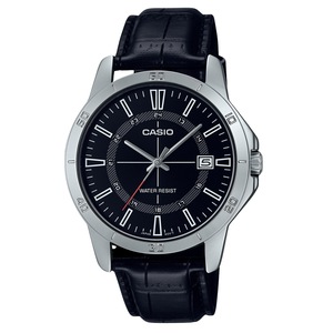 Casio Analog Leather Strap Black Dial Quartz Date MTP-V004L-1C Mens Watch