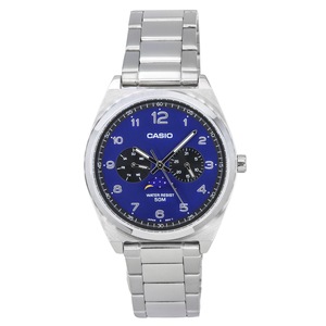 Casio Analog Moon Phase Stainless Steel Blue Dial Quartz MTP-M300D-2A Mens Watch