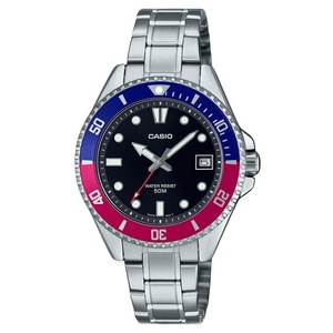 Casio Analog Pepsi Bezel Stainless Steel Japan Mov't Quartz MDV10D1A3 Mens Watch