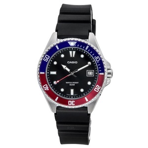 Casio Analog Resin Strap Black Dial Date Quartz MDV-10-1A2 Mens Watch