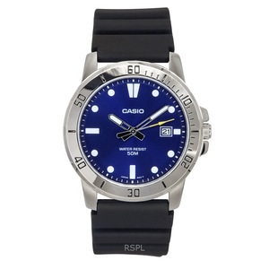 Casio Analog Resin Strap Blue Dial Japan Mov't Quartz MTP-VD01-2E 50M Mens Watch