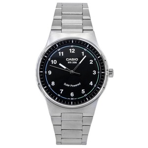 Casio Analog Solar Powered Stainless Steel Black Dial MTP-RS105D-1B Mens Watch