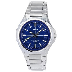 Casio Analog Stainless Steel Blue Dial Solar Mov't MTP-RS100D-2A 50M Mens Watch