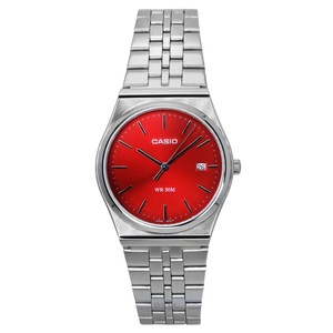 Casio Analog Stainless Steel Red Dial Quartz MTP-B145D-4A2V WR50M Unisex Watch
