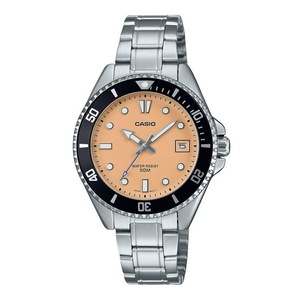Casio Analog Stainless Steel Salmon Dial Quartz MDV-10D-4A2V 50M Mens Watch