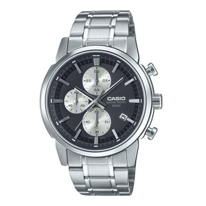 Casio Chronograph Stainless Steel Black Dial Analog MTPE510D-1A2V 50M Mens Watch