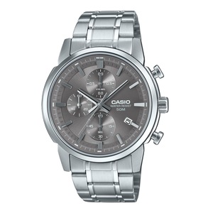 Casio Chronograph Stainless Steel Grey Dial Analog MTP-E510D-8AV 50M Mens Watch