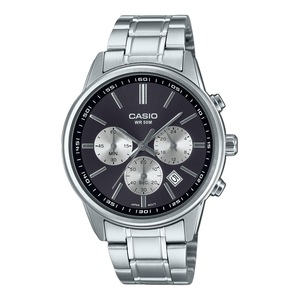 Casio Chronograph Stainless Steel Grey Dial Analog MTP-E515D-1AV 50M Mens Watch