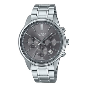Casio Chronograph Stainless Steel Grey Dial Analog MTP-E515D-8AV 50M Mens Watch