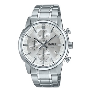 Casio Chronograph Stainless Steel Silver Dial Analog MTPE510D-7AV 50M Mens Watch