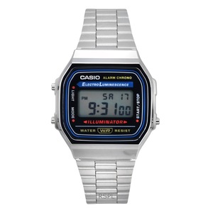 Casio Digital Alarm Chrono Illuminator Stainless Steel A168WA-1WDF Unisex Watch