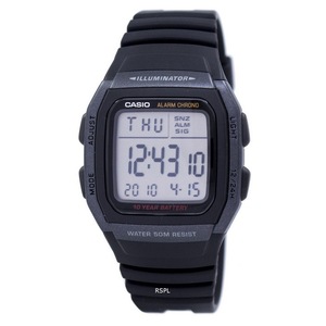 Casio Digital Alarm Chrono Illuminator Stopwatch Dual Time W-96H-1BVDF Mens Watch
