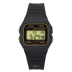 Casio Digital Alarm Chronograph Stopwatch Calendar F-91WG-9S 30M Mens Watch