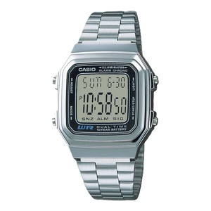 Casio Digital Stainless Steel Alarm Chrono Dual Time A178WA-1ADF WR Mens Watch