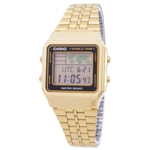 Casio Digital World Time Alarm Gold Tone Stainless Steel A500WGA-1DF Mens Watch