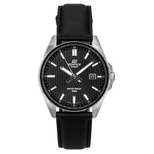 Casio EDIFICE Analog Tough Leather Strap Black Dial EFV-150L-1A 100M Mens Watch
