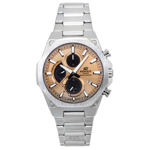 Casio Edifice Slim Line Analog Chronograph Stainless Steel Copper Dial Solar EFS-S570D-5A 100M Men's Watch