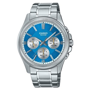 Casio Enticer Analog Stainless Steel Blue Dial Quartz MTP-1375D-2A2 Mens Watch