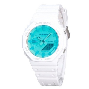 Casio G-SHOCK White Resin Blue Dial Alarm Timer Quartz GA-2100TL-7A Mens Watch