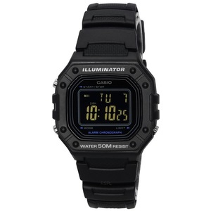 Casio Illuminator Alarm Backlight Calendar Black Quartz W-218H-1B 50M Mens Watch