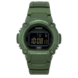 Casio Illuminator Digital Green Resin Strap Quartz W-219HC-3B Mens Watch