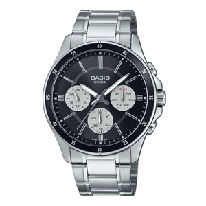Casio Ion Plated Stainless Steel Black Dial Quartz MTP-1374D-1A3V 50M Mens Watch