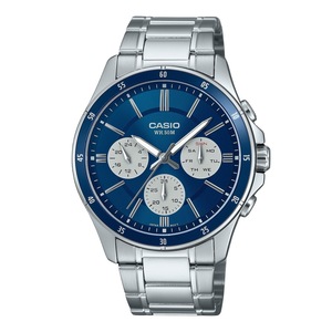 Casio Ion Plated Stainless Steel Blue Dial Quartz MTP-1374D-2A3V 50M Mens Watch