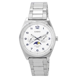 Casio Moon Phase Analog White Dial Japan Mov't Quartz MTPM300D7A 50M Mens Watch